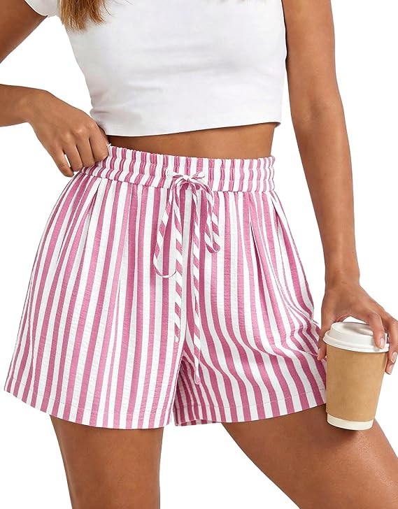 PRETTYGARDEN Elastic Waist Summer Shorts for Women Trendy 2026 Gingham Cute Pajama Bottoms Plaid ... | Amazon (US)