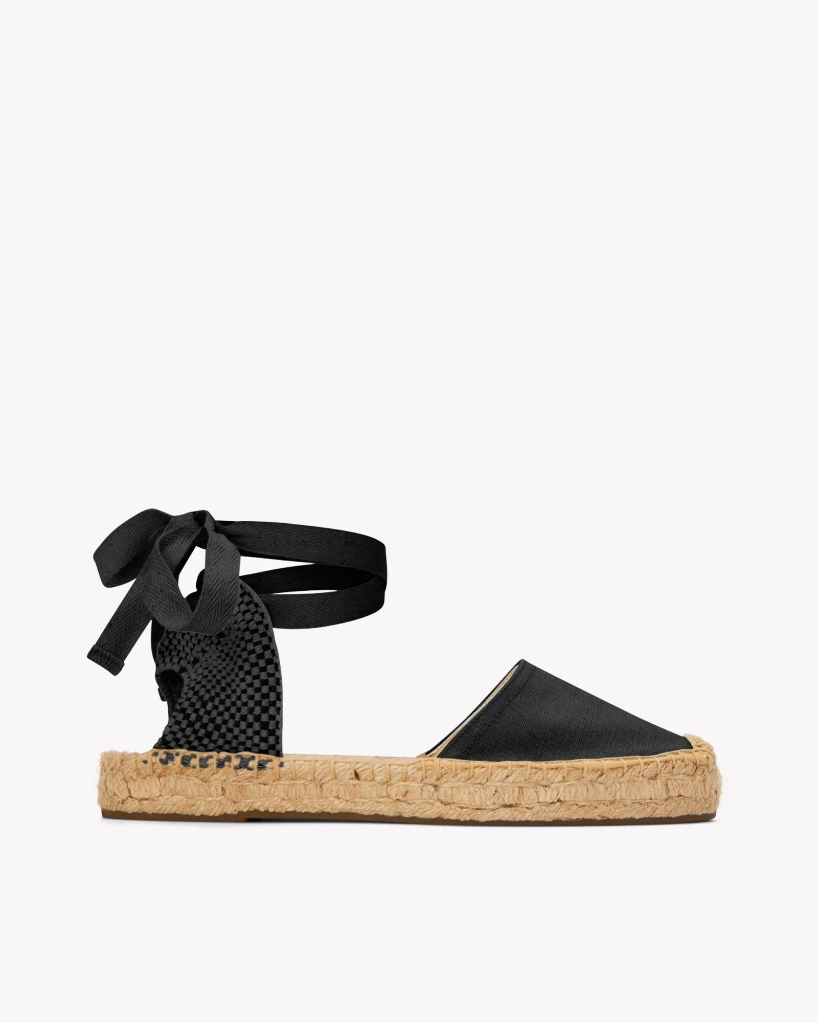 The Lauren Lace Up | Linen Noche Black Women's Espadrilles | Soludos