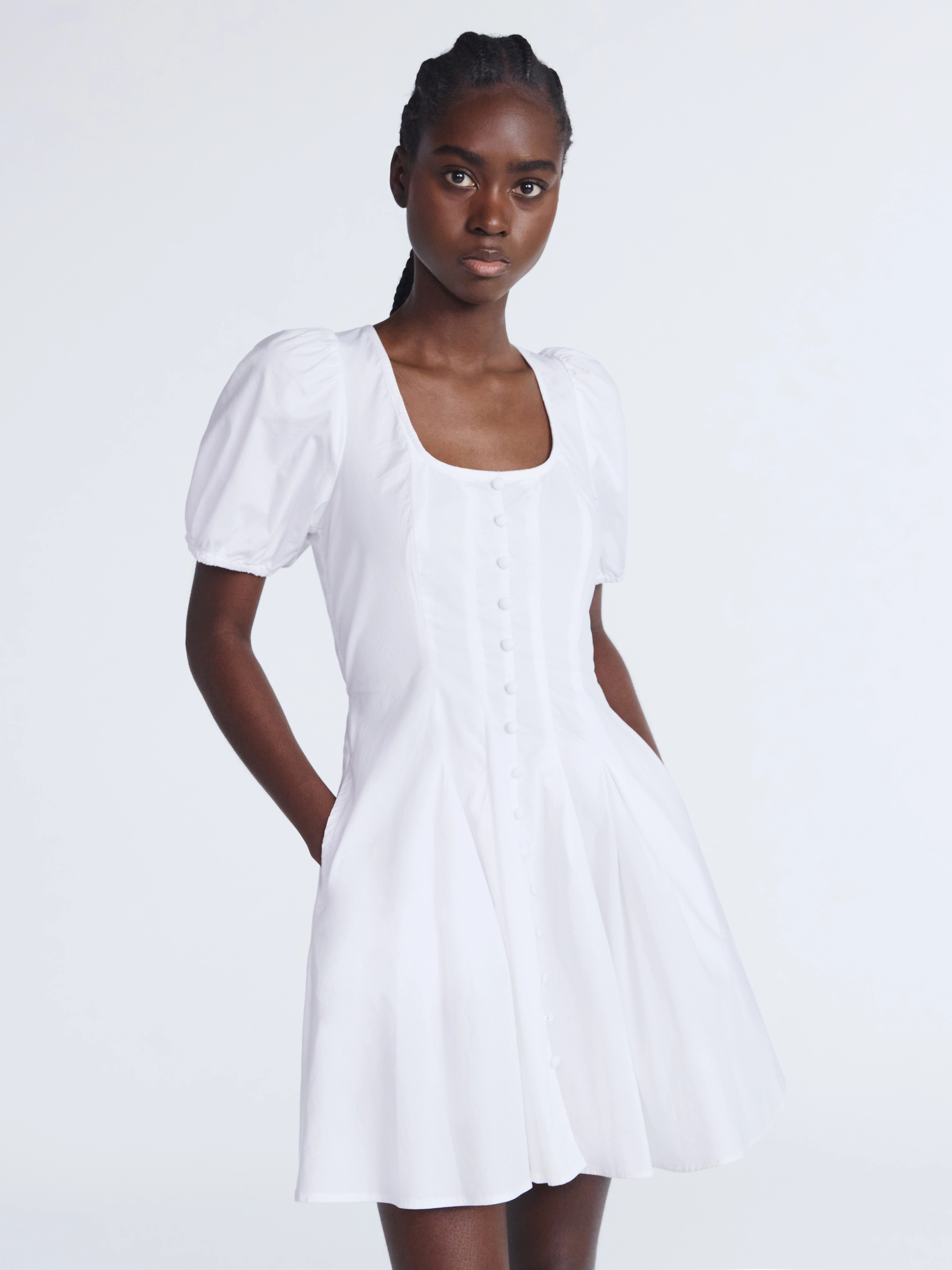 Scoop Women’s Pleated Mini Dress with Puff Sleeves, Sizes XS-XXL - Walmart.com | Walmart (US)