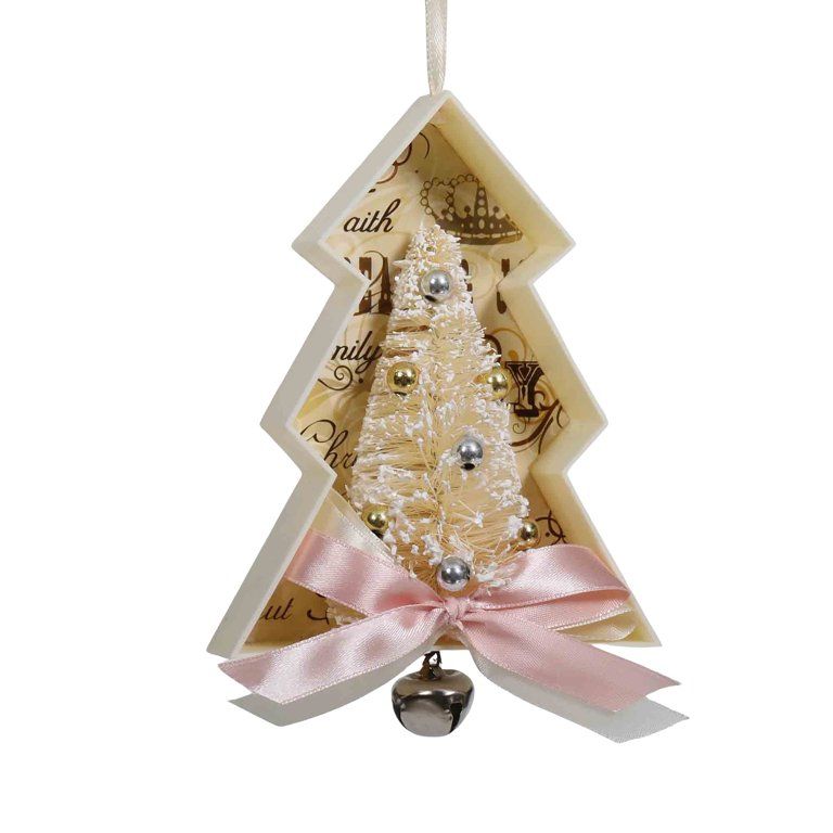 Holiday Time Cream Tree Shape With Sisal Tree Standing In It Christmas Ornament, 1"" | Walmart (US)