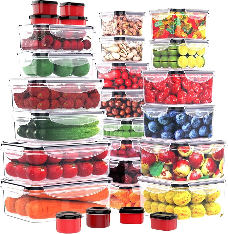 56 PCS Food Storage Containers with Lids Airtight (28 Boxes - 28 Lids) | Amazon (US)