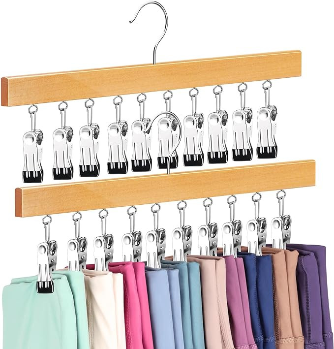 Legging Organizer for Closet, Pants Hangers with Clips Holds 20 Leggings, Jeans, Hats, Shorts, So... | Amazon (US)