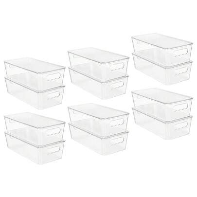 Vtopmart 12pcs Clear Organizers And Storage Bins With Lids, Stackable Plastic Storage Containers With Handles For Fridge, Freezer, Pantry, Cabinet, Ki | SHEIN