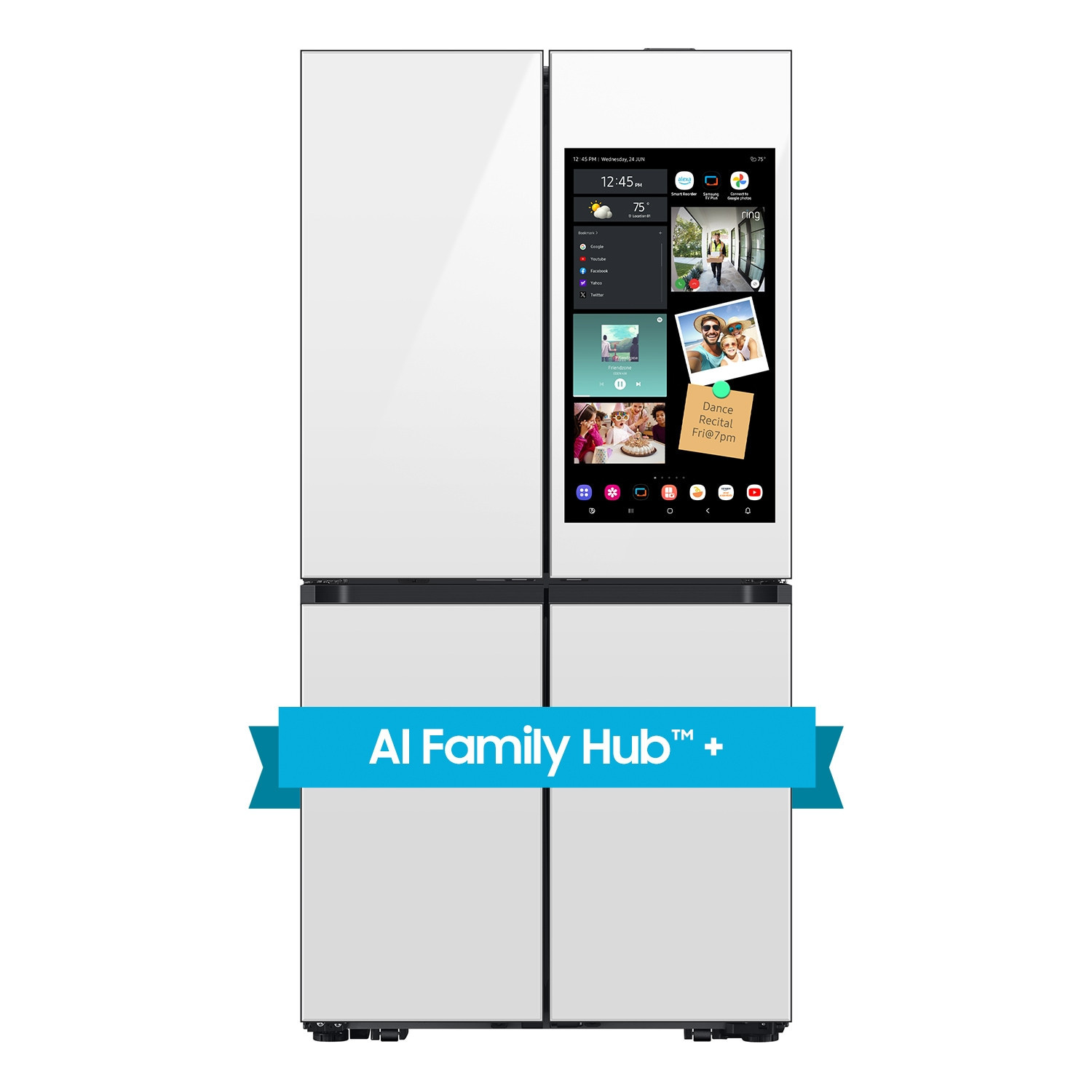 Samsung Bespoke 28.6-cu ft 4-Door Smart French Door Refrigerator with Dual Ice Maker and Water Dispenser and Door within Door (White Glass) ENERGY | Lowe's