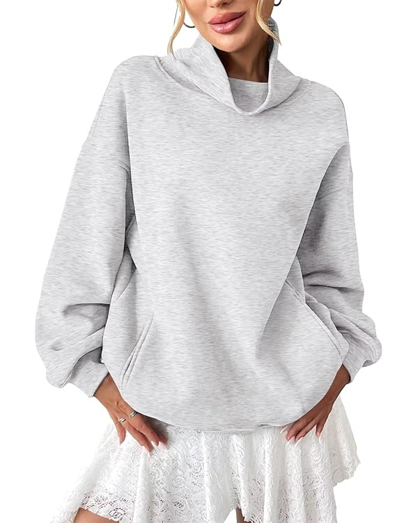 Womens Fleece Oversized Sweatshirts with Pocket Turtleneck Pullover Casual Long Sleeve Fall Tops ... | Amazon (US)