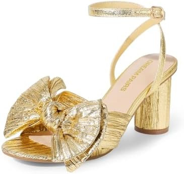 DREAM PAIRS Women's Bow Knot Heeled Sandals Low Chunky Heels Open Toe Ankle Strap Slingback Dress... | Amazon (US)