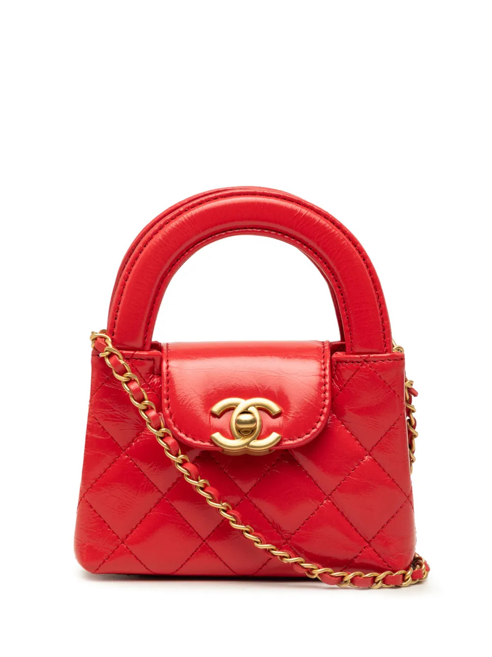 CHANEL Pre-Owned 2021-2026 Mini Nano Shiny Aged Calfskin Kelly Shopper Bag satchel - Red | Farfetch Global