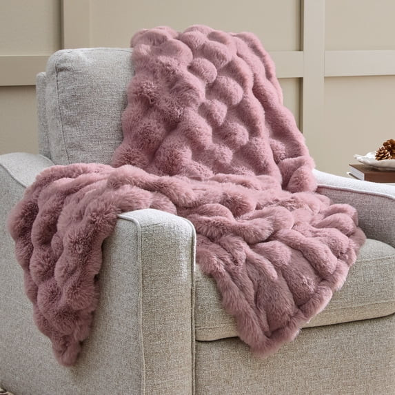Better Homes & Gardens Violet Gem Bubble Faux Fur Oversized Throw, 50" x 72" | Walmart (US)