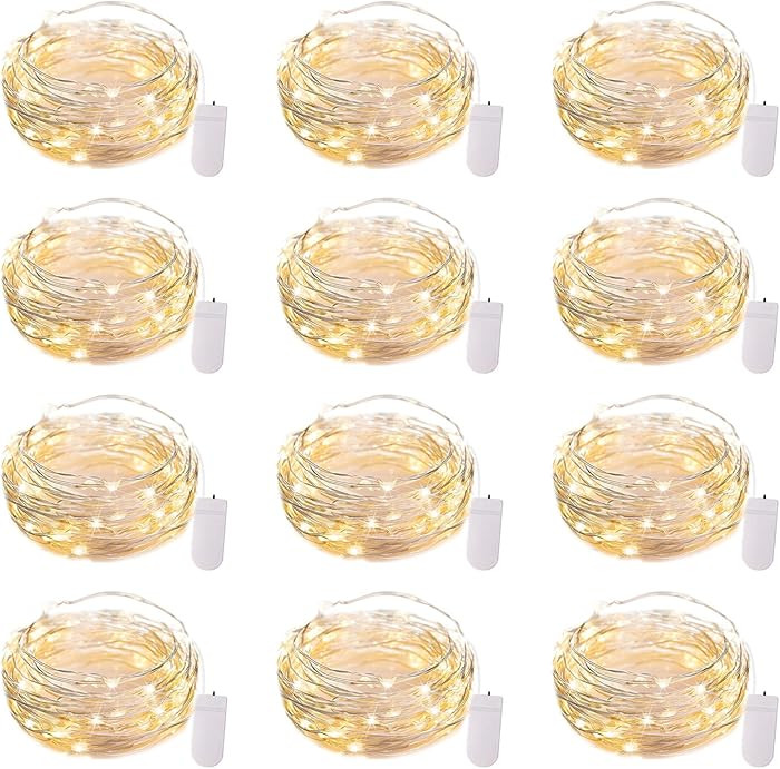 Brightown 12 Pack LED Fairy Lights Battery Operated String Lights - 7ft 20LED Waterproof Silver W... | Amazon (US)