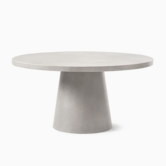 Concrete Pedestal Outdoor 60 in Round Dining Table, Gray Concrete | West Elm (US)