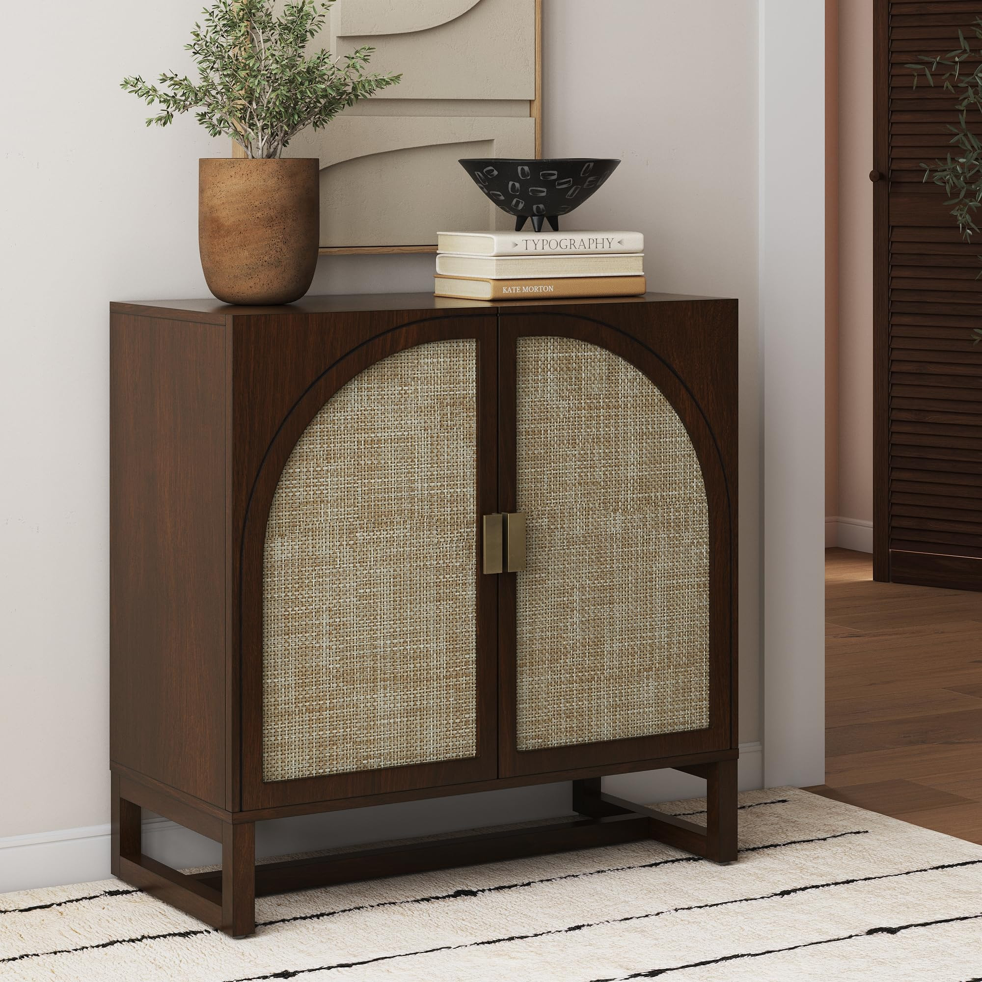 Nathan James Paxton Boho Wood Storage Cabinet with Doors, Small Storage Cabinet for Living Room o... | Amazon (US)