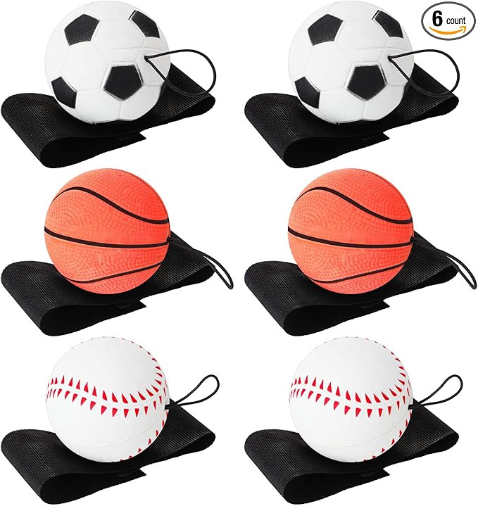 Skylety 6 Pcs Wrist Return Ball on a String 2.48 Inch Rebound Sport Balls with Elastic Strap Socc... | Amazon (US)