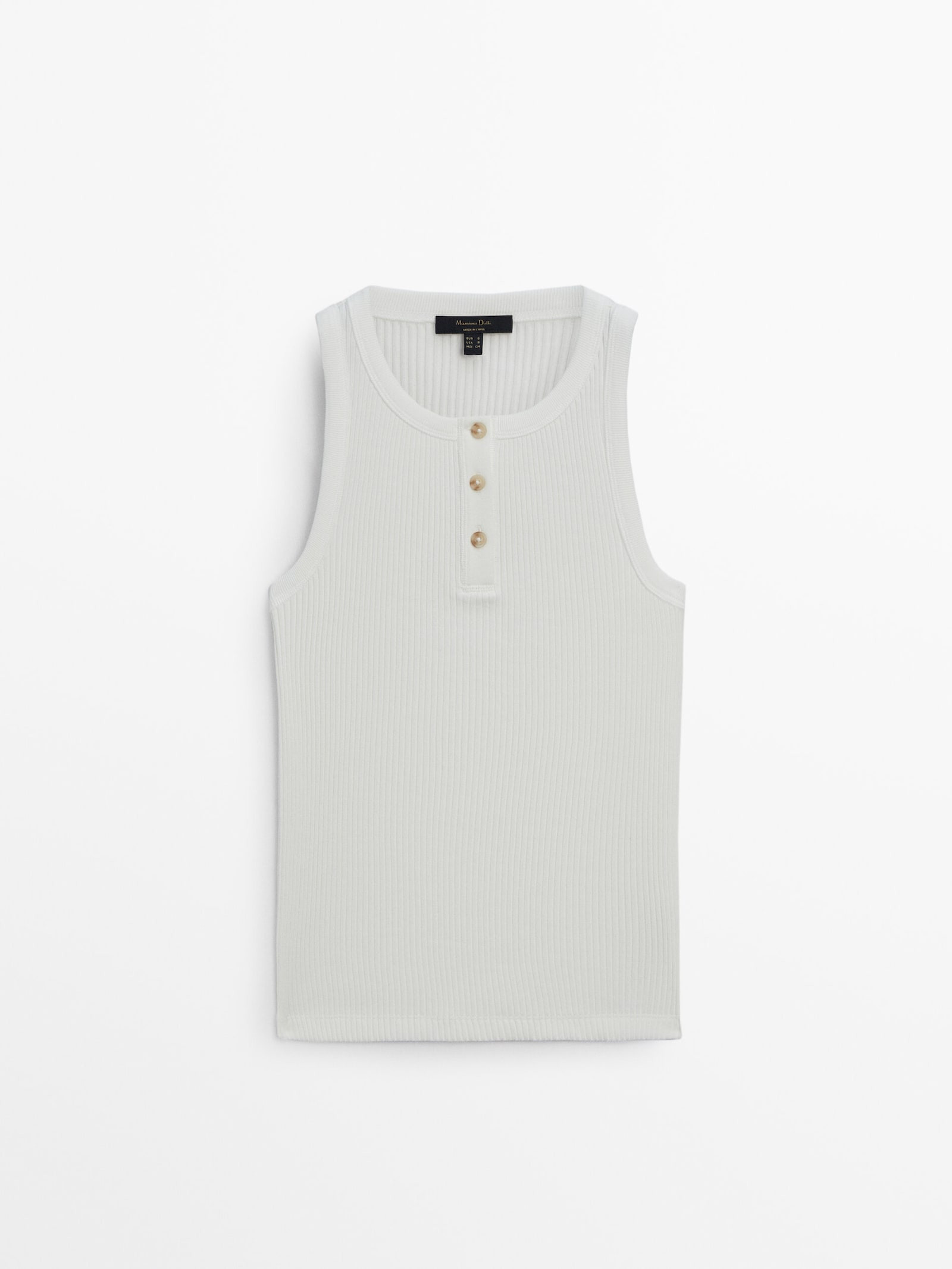 Sleeveless ribbed top with a Henley collar | Massimo Dutti US