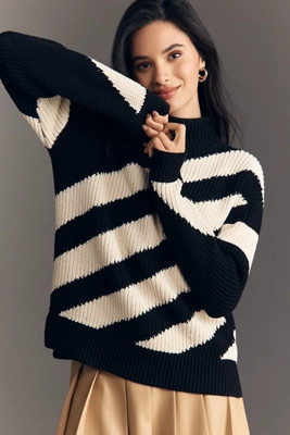 Maeve Long-Sleeve Diagonal Stripe Sweater | Anthropologie (US)