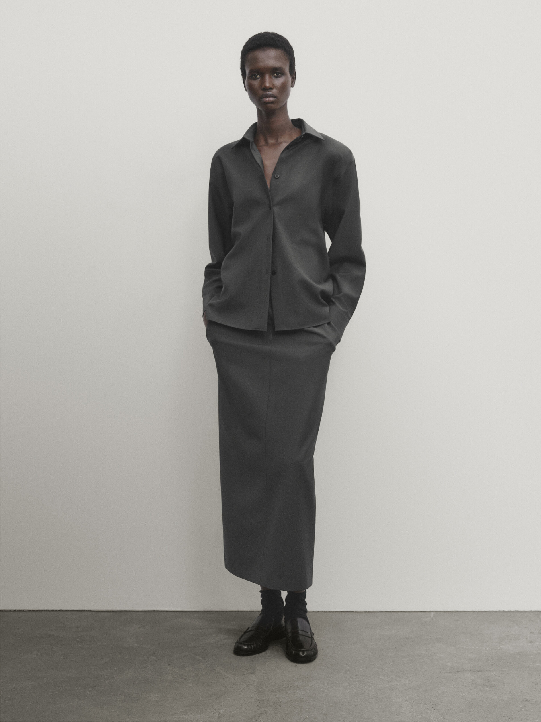 Tailored midi skirt | Massimo Dutti US