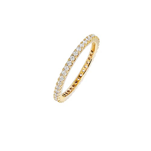 Amazon Essentials 14K Gold Plated Single Row Pave Stackable Eternity Ring Size 7, Yellow Gold | Amazon (US)