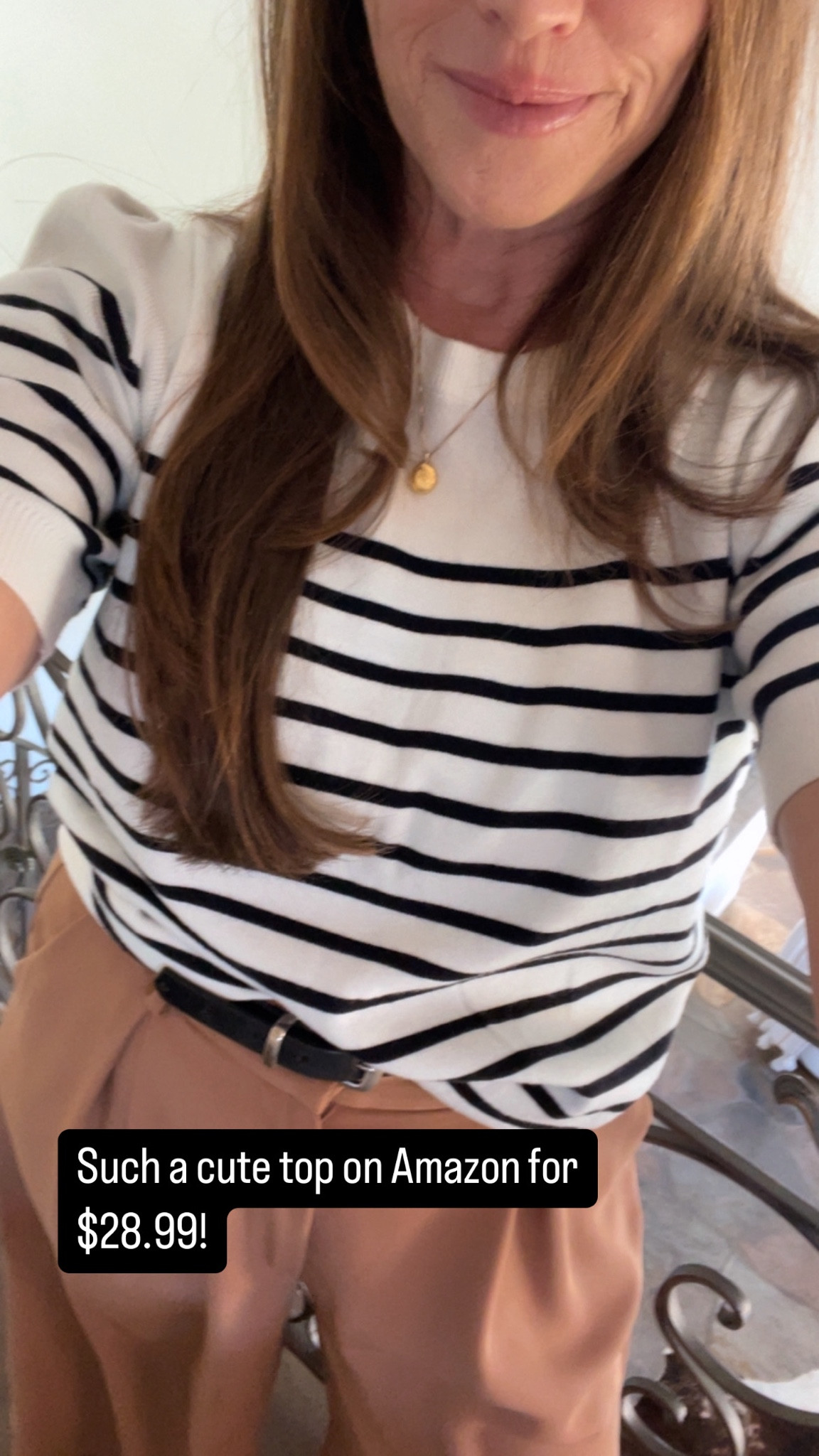 Such an adorable striped black and white top from Amazon. Only $28.99! Love the slightly puffed short sleeves. 

#LTKMidsize #LTKWorkwear #LTKFindsUnder50