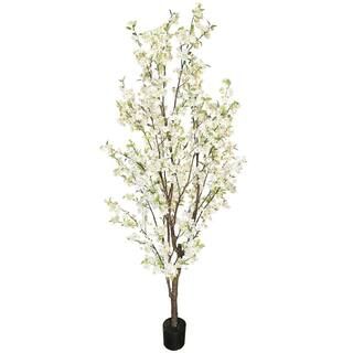 8.5 ft. Artificial Cherry Blossom Flower Tree in Pot 60427-CR-WH | The Home Depot
