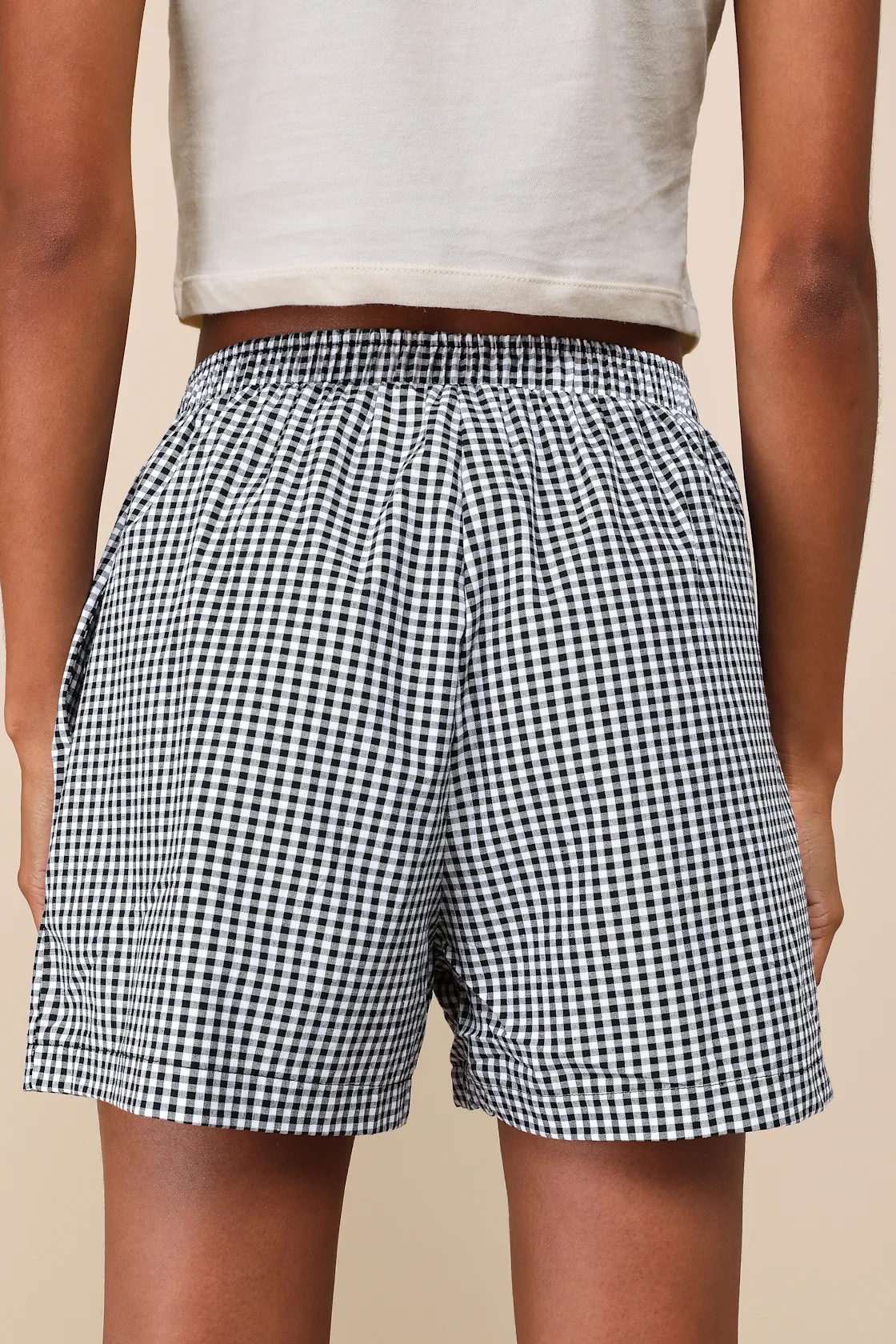 Comfy Season Black and White Gingham Boxer Shorts | Lulus