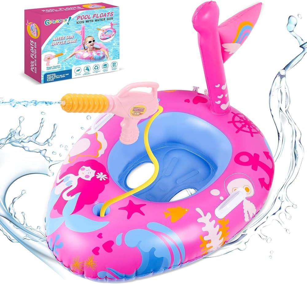 Pool Floats Kids with Water Gun, Mermaid Pool Floats Kids, Pool Toys for Kid s Aged 3-8 Years, To... | Amazon (US)