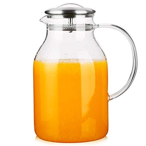Hiware Glass Pitcher with Lid and Spout - 68 OZ Water Pitcher for Hot/Cold Water & Iced Tea, 18/8 St | Amazon (US)