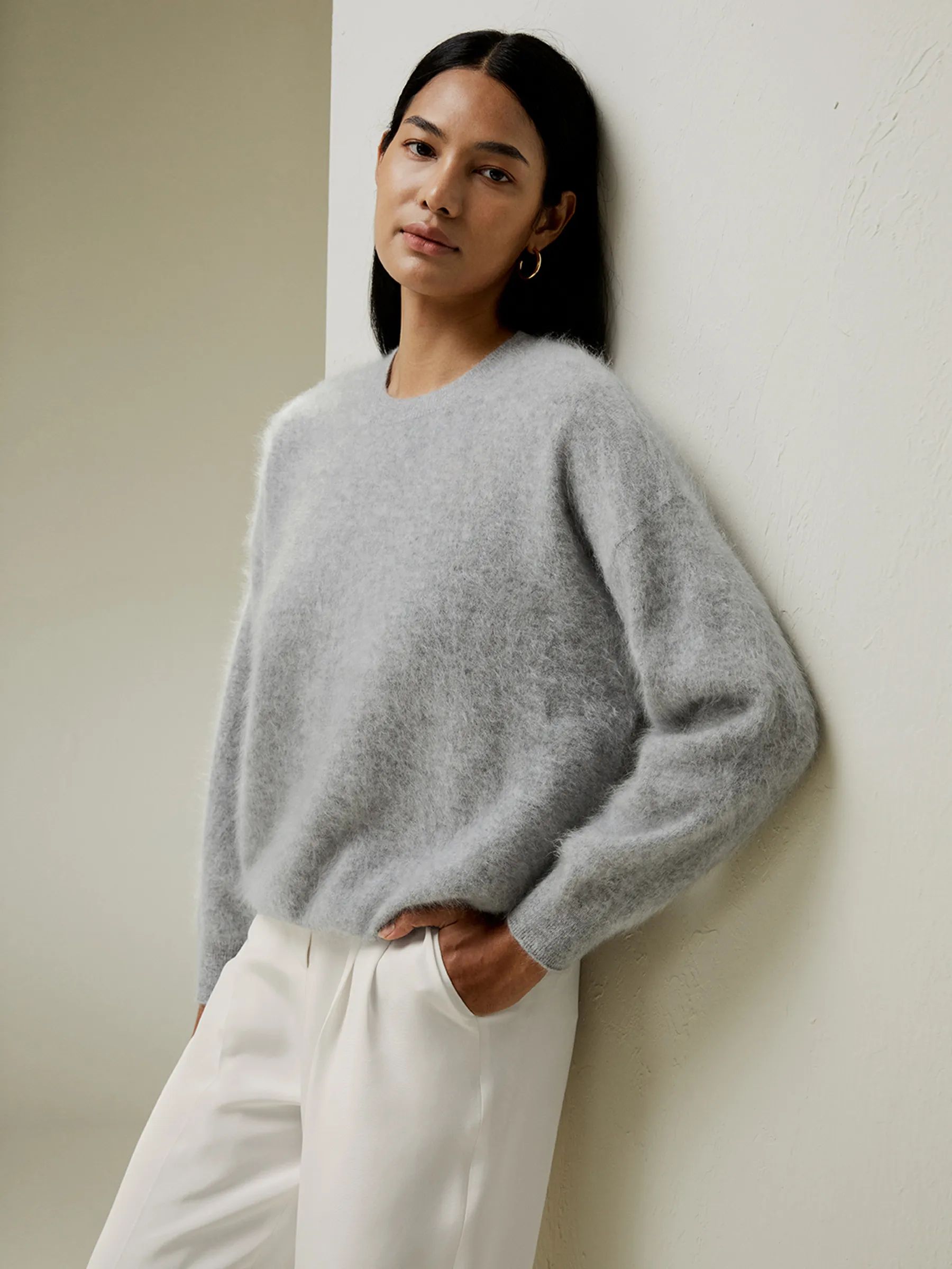 Brushed Cashmere Pullover Sweater | LilySilk