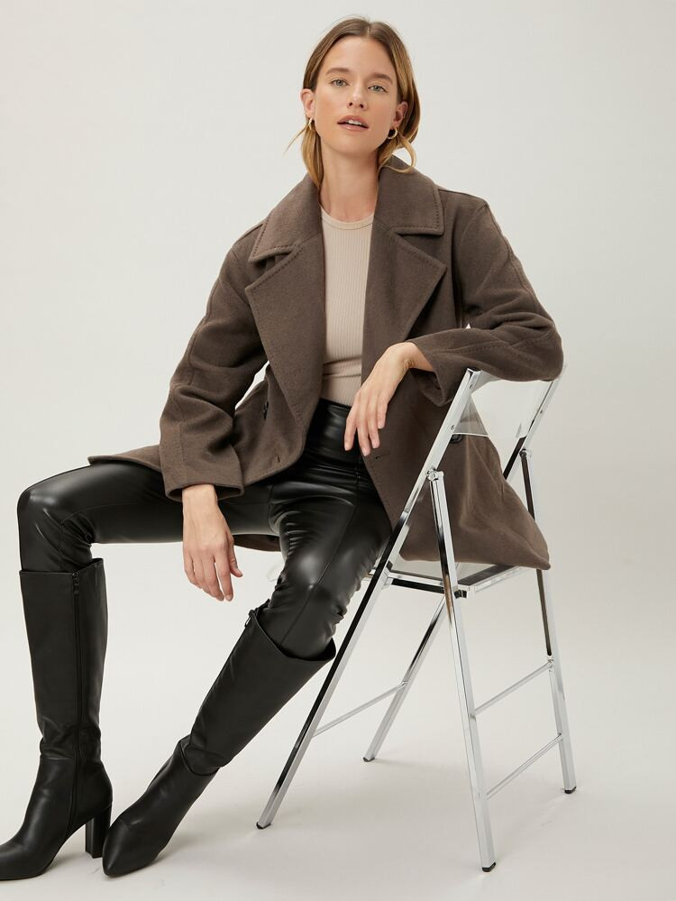 MOTF PREMIUM Mantel mit Wollmischung Gürtel | SHEIN