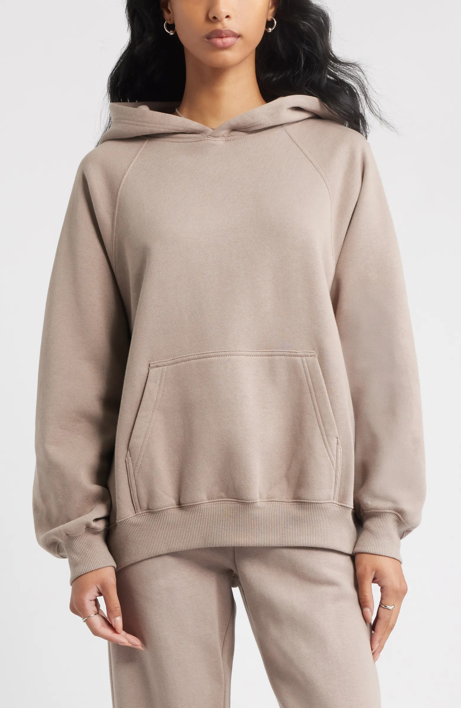 Fleece Detail Oversize Raglan Hoodie | Nordstrom