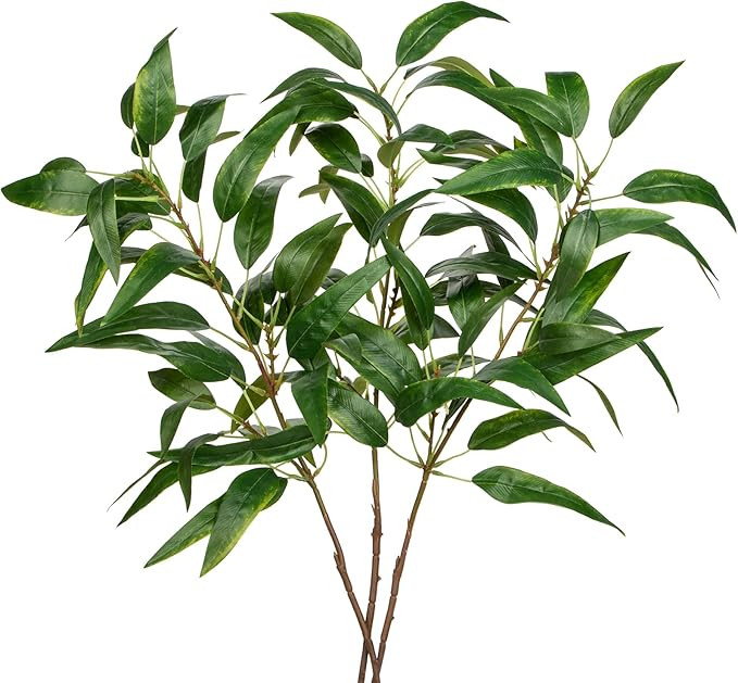 Faux Eucalyptus Stems Willow Eucalyptus Leaves 34” Long Fake Salix Leaves 3 Pcs Artificial Gree... | Amazon (US)