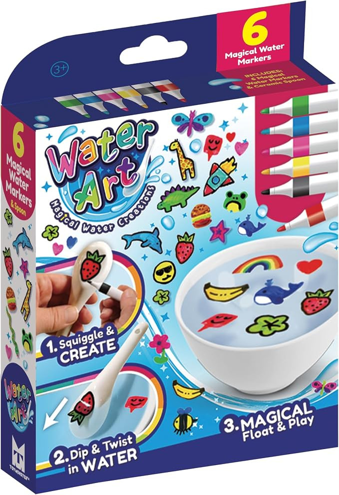 Water Art 6 Pack Magical Water Marker Pens & Ceramic Spoon – DIY Water Creations Kit for Kids, ... | Amazon (UK)