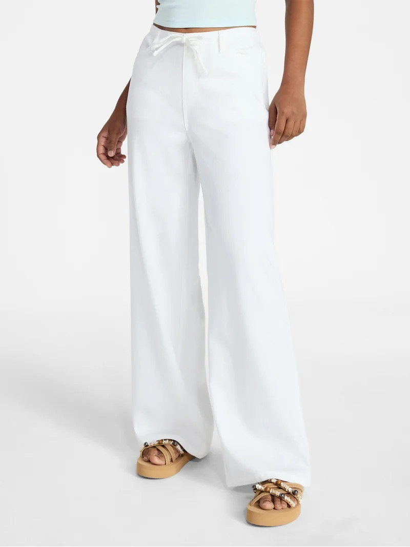 No Boundaries Mini Waist Wide Leg Pants, 31" Inseam, Women's XXS-XXL - Walmart.com | Walmart (US)