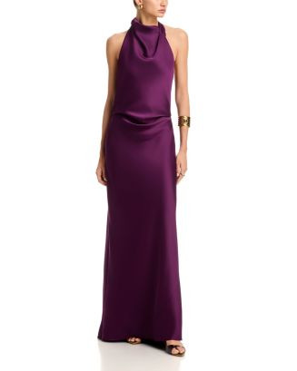 Long Double Face Satin Halter Gown - Exclusive | Bloomingdale's (US)
