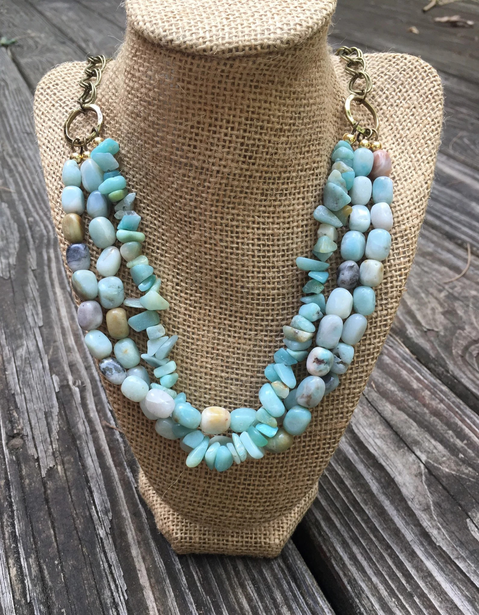 Amazonite statement necklace, amazonite crystal necklace, 3 string amazonite necklace, reiki heal... | Etsy (Global)