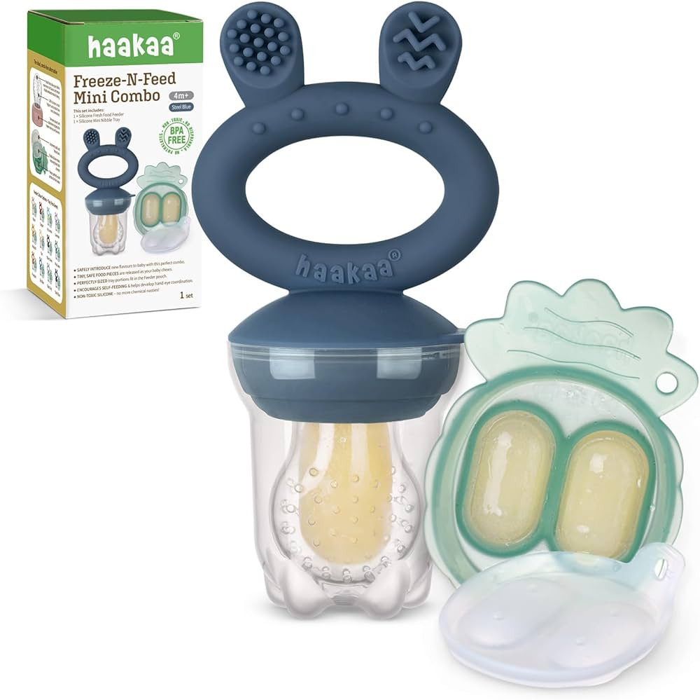 Haakaa Baby Fruit Food Feeder & Mini Freezer Nibble Tray Combo, Breastmilk Popsicle Molds for Bab... | Amazon (US)