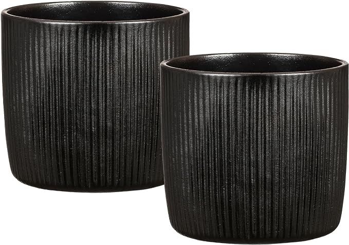 Scheurich 2xSolido Linea, Flower Pot Made of Ceramics, Colour: Ebano, 6.9 in Diameter, 6.3 Hight,... | Amazon (US)