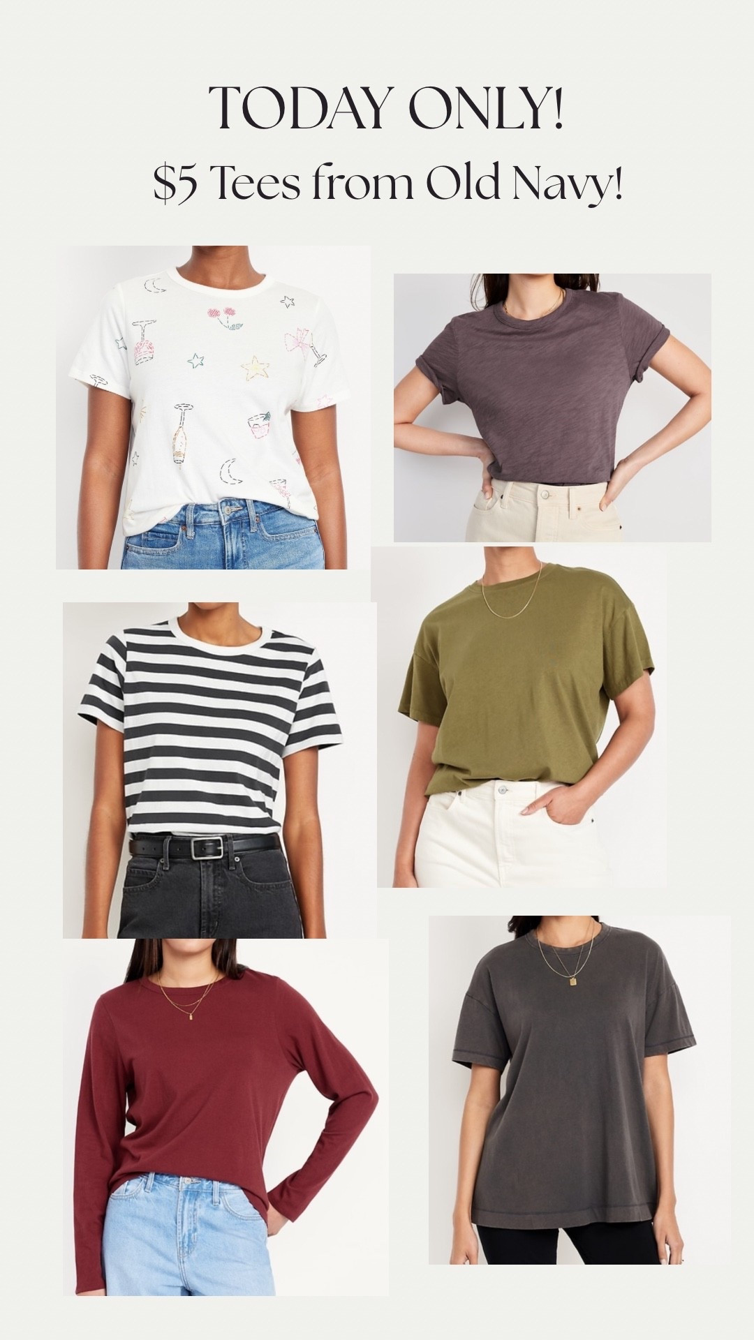 Today only! $5 tees at sold Navy and up to 50-60% off everything else! 

#LTKGiftGuide #LTKCyberWeek #LTKHoliday