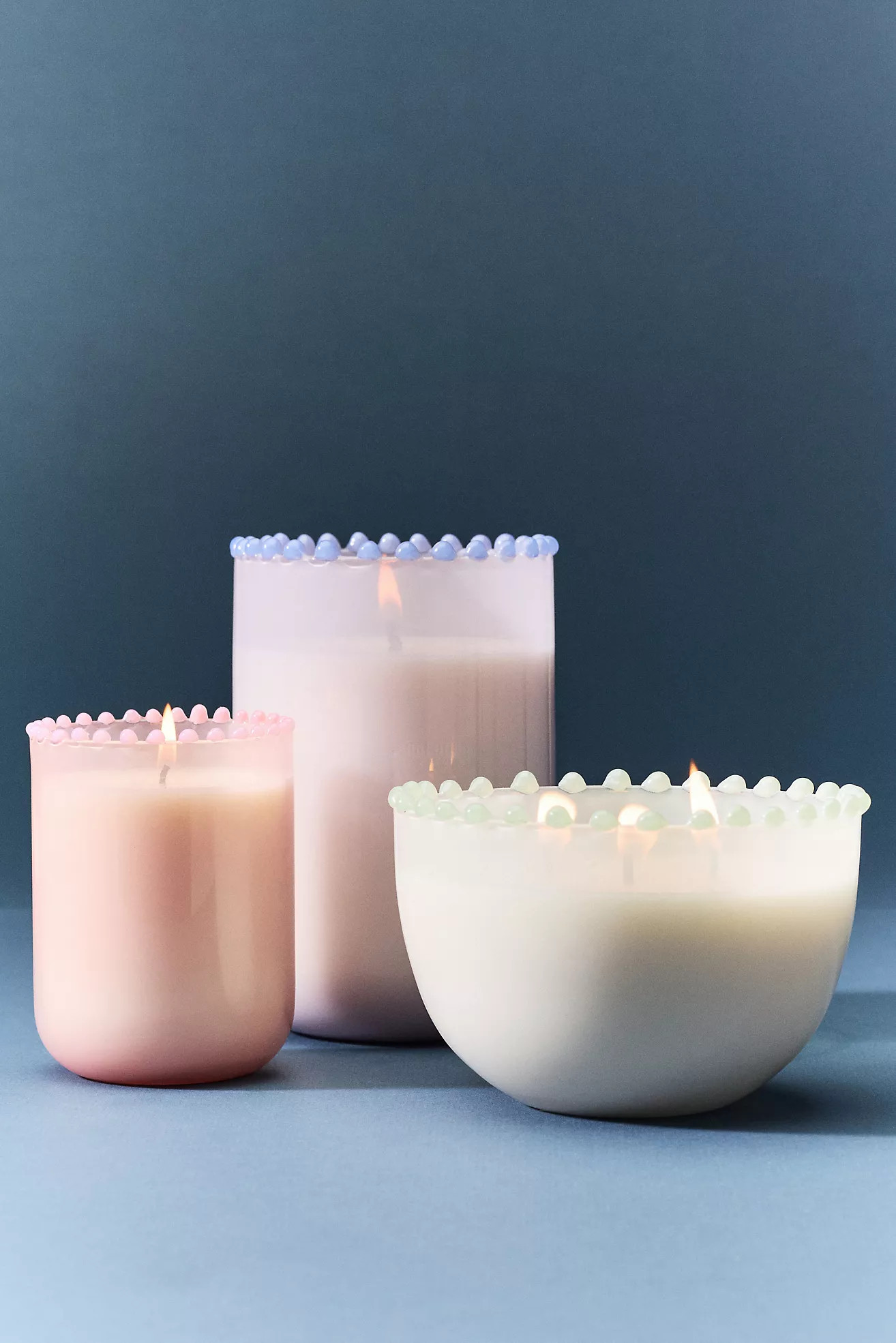 Dotted Rim Floral Peony Blush Glass Candle | Anthropologie (US)