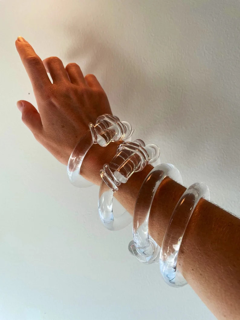 LUCITE KNOT BANGLE Clear Acrylic Bangle Lucite Bangle - Etsy | Etsy (US)