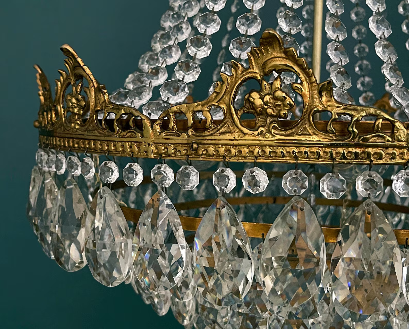 Matching Pair of Antique / Vintage Brass & Crystals 6 Tiered 6 Lights HUGE French Empire Chandeli... | Etsy (US)