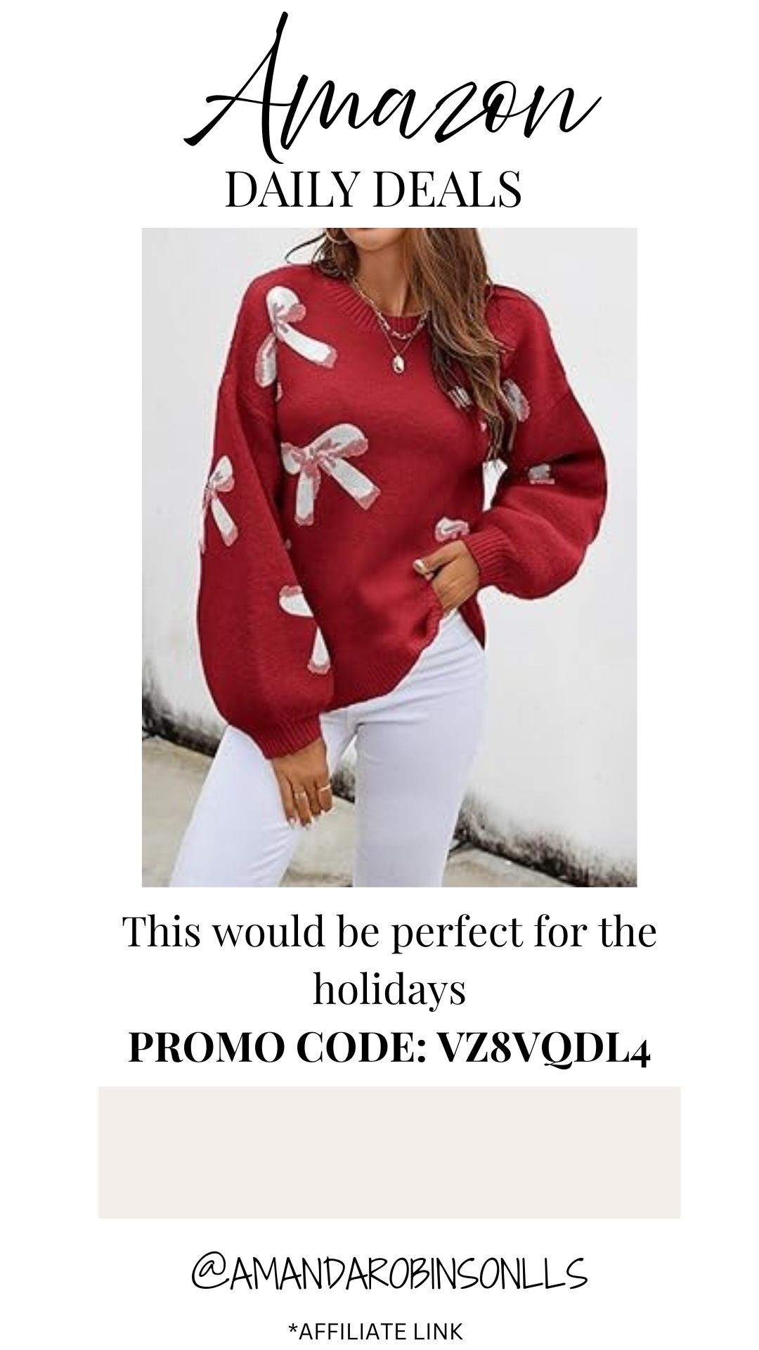 Amazon daily deals
Women’s Bow sweater 

#LTKFindsUnder50 #LTKSaleAlert #LTKStyleTip