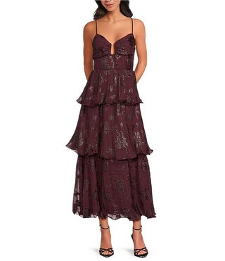 ATSR the Label Lupin Floral Sweetheart Neckline Sleeveless Tiered Maxi Dress | Dillard's