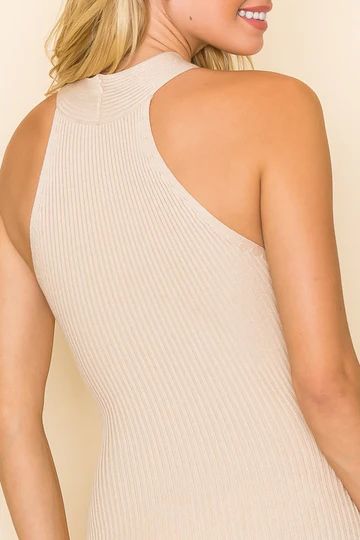 Cross Over Halter Neck Sweater Dress | Alexa Reece Boutique