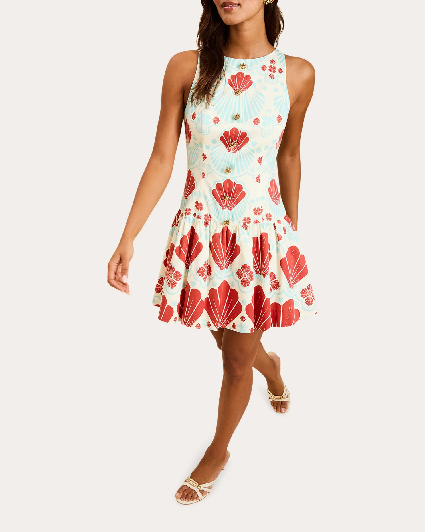 Mestiza Women's Happy Hour Shell Poplin Drop-Waist Mini Dress Cotton/Spandex | Olivela