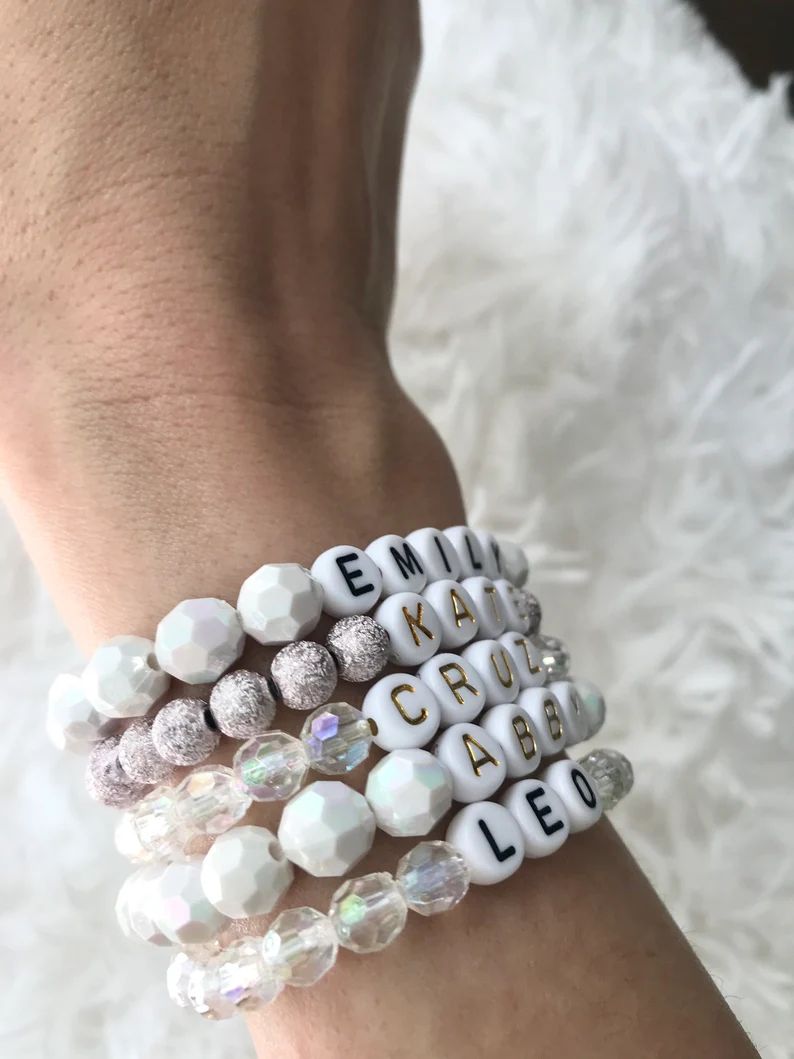 Bead Name Bracelet, Customized Name Bracelet, Bead Bracelets | Etsy (US)