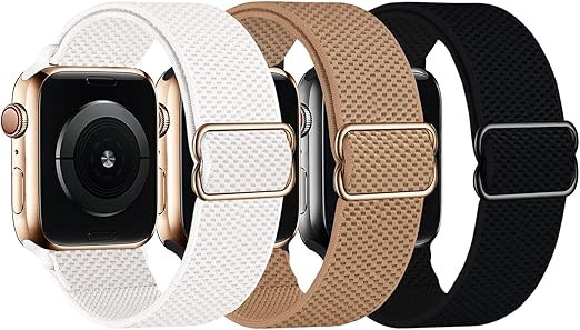 3 Packs Stretchy Nylon Solo Loop Band Compatible with Apple Watch Band 38mm 40mm 41mm 42mm 44mm 4... | Amazon (US)