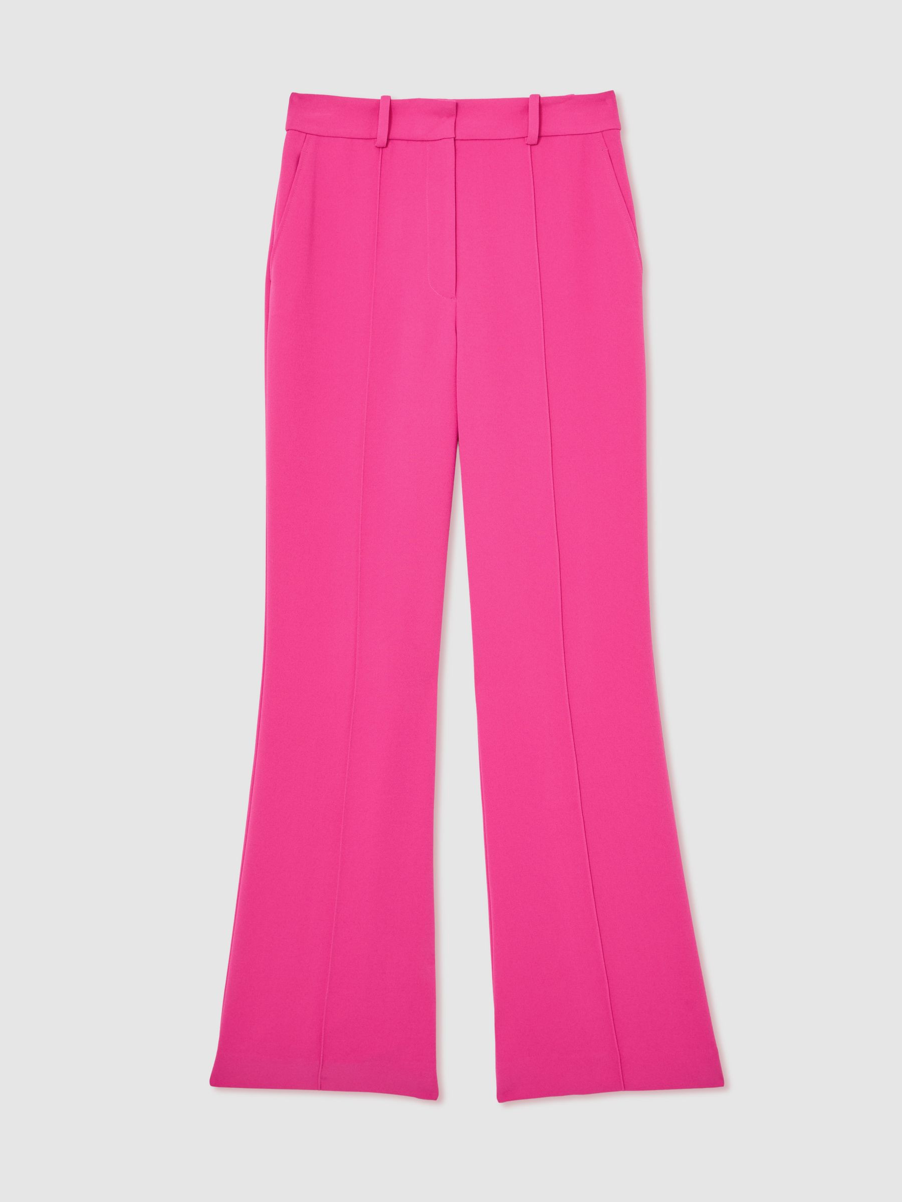 Reiss Seam-Detail Flared Trousers in Bright Pink - REISS | Reiss UK