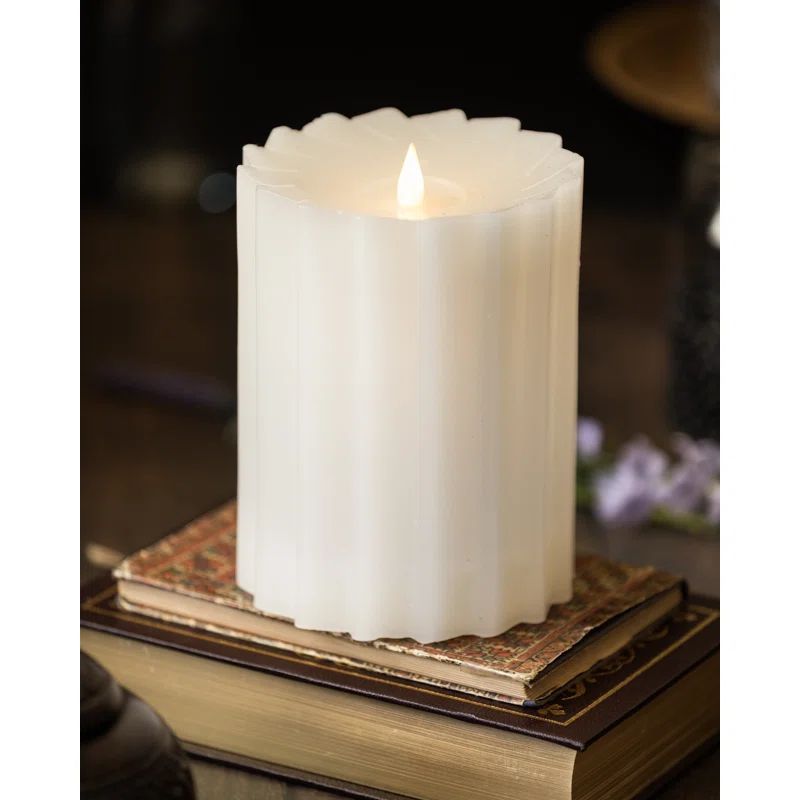 Sutton Real Wax Flickering Flameless Battery Powered LED Pillar Candle | Wayfair North America