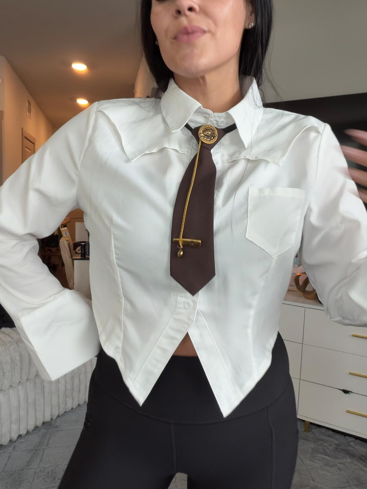 Women's Striped Print Button Down College Shirts Long Sleeve Tie Blouse Tops Preppy Clothes 

 #LTKCyberWeek #LTKGiftGuide #LTKHoliday