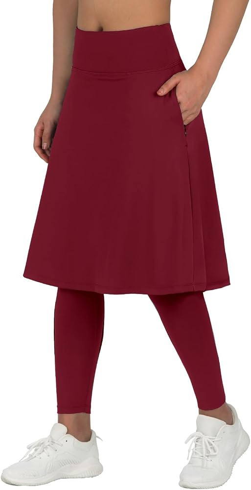 ANIVIVO Women Long Knee Length Skirt with Full Leggings,Skirted Leggings with High Waisted Pocket... | Amazon (US)