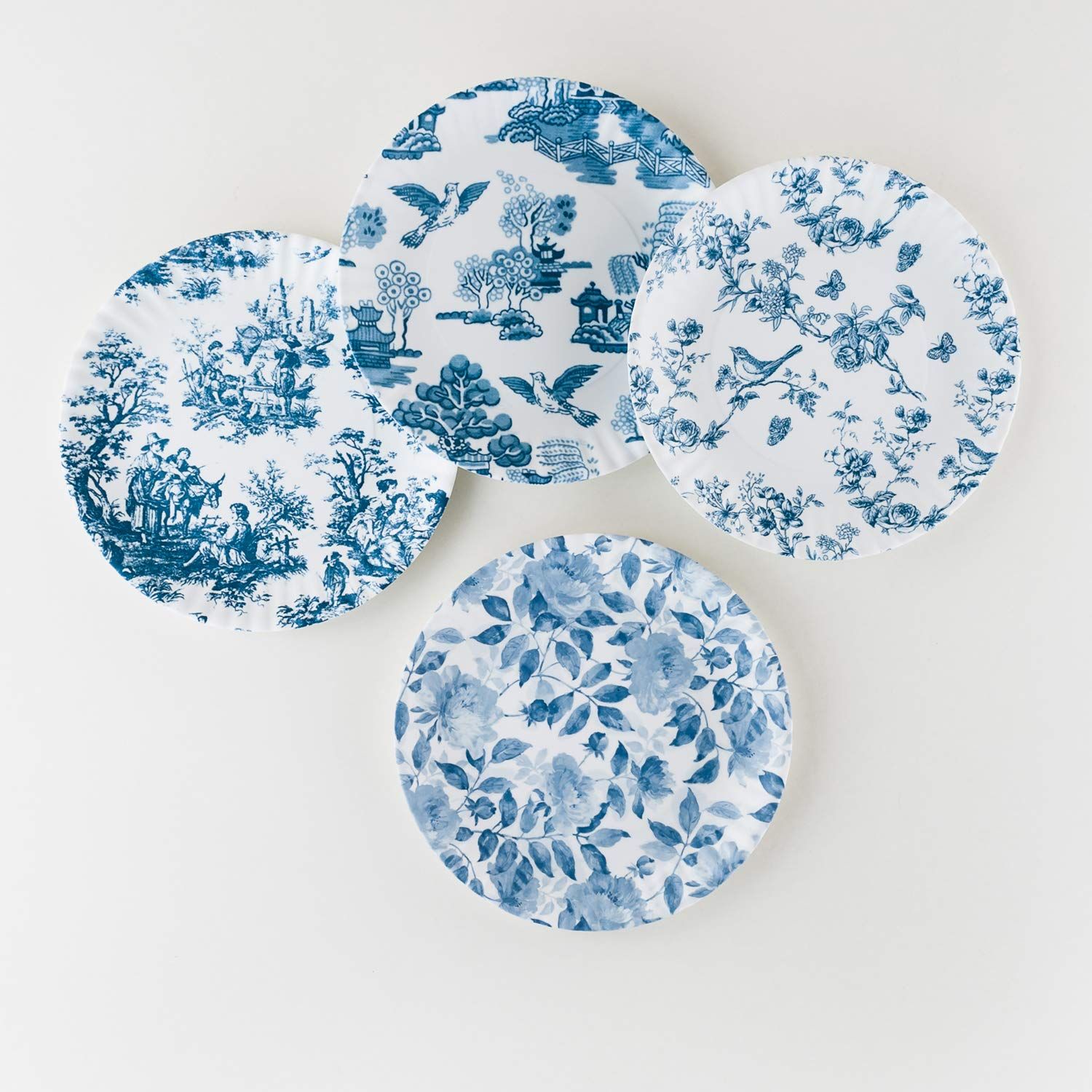 Blue and White Melamine Plate Set of 4 | Amazon (US)